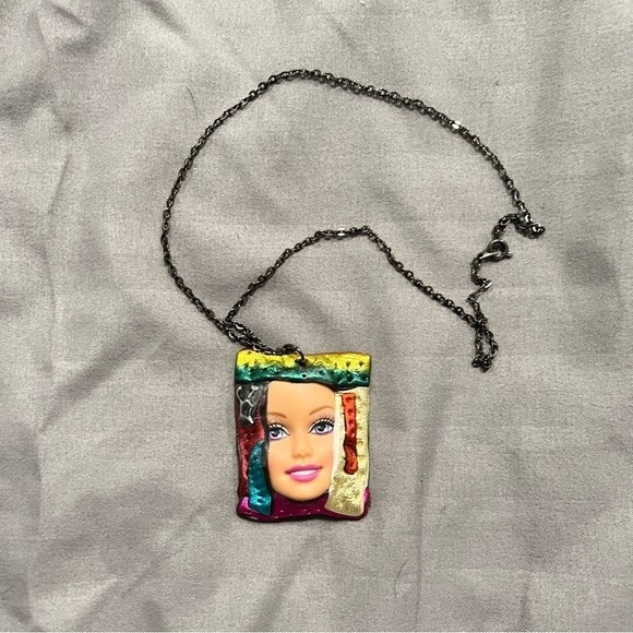 Multicolor Barbie Head Handmade Necklace - Picture 2 of 5